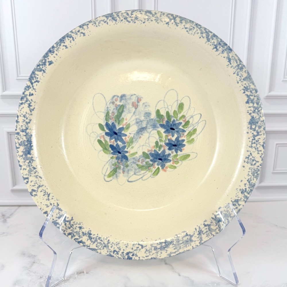 VTG East Texas Pottery Spring Heart Stoneware Pie Plate Handmade 10 3/4"‎